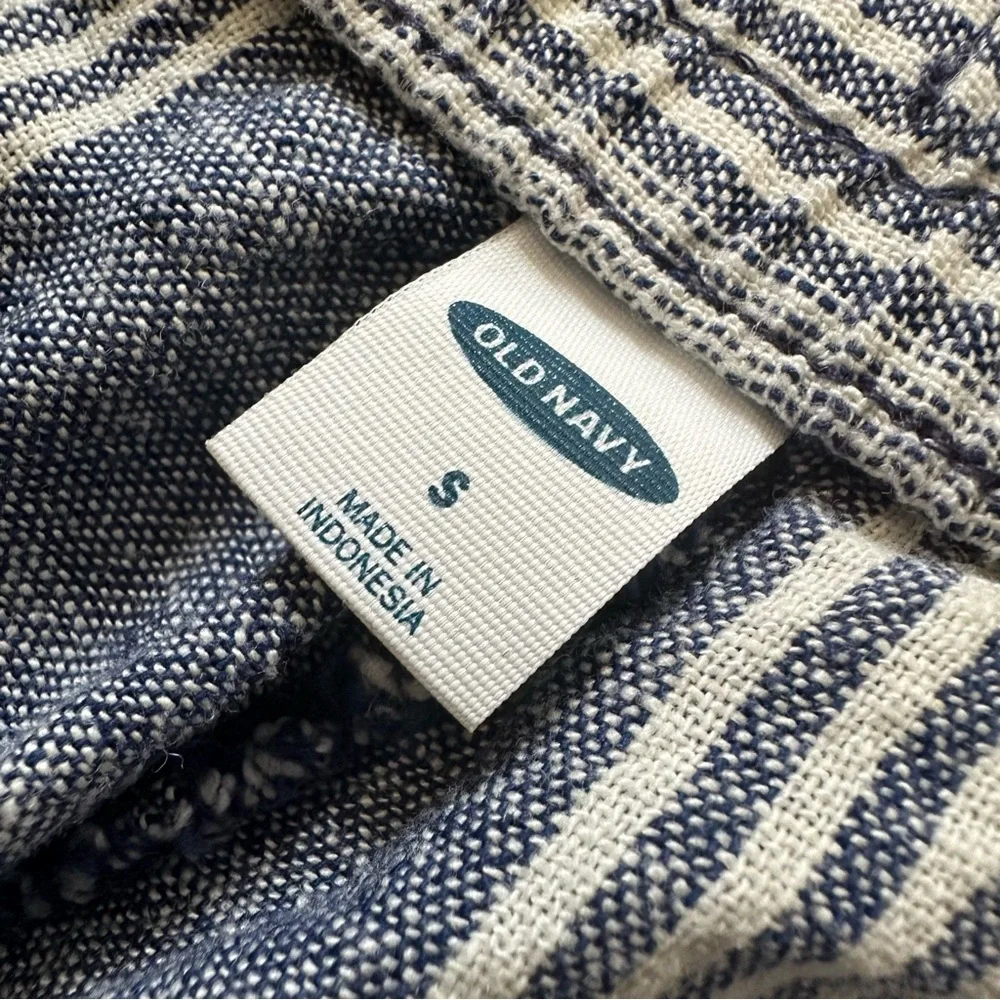 Old Navy Wide Leg Blue White Striped Linen Pants NWT Stretch Waist Size … - Picture 11 of 16